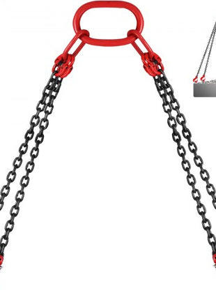 Chain Sling, 5/16 inch x 5 ft Lifting Chains with Hooks, G80 Engine Chain Hoist Lifts, 11000 lbs/5 Ton Capacity Lifting Sling Chains for Engine Hoist, Engine Lift Chain with 4 Leg Grab Hooks