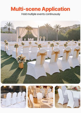 Stretch Spandex Folding Chair Covers, Universal Fitted Chair Cover, Removable Washable Protective Slipcovers, for Wedding, Holiday, Banquet, Party, Celebration, Dining (100PCS White)