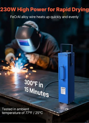 Portable Welding Rod Oven, 10LBS Capacity Electrodes Drying Oven 230W 120V, 300? Fast Heating Welding Rods Dryer for 18-inch Stick Electrodes - with Easy-to-Carry Handle & Safety Locking Latch