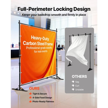 10 x 8 Ft Backdrop Banner Stand Adjustable Height and Width Newest Step and Repeat for Trade Show Wall Exhibitor Photo Booth Background