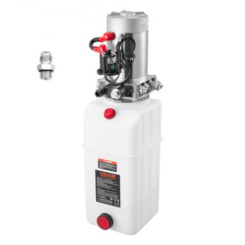 6 Quart Hydraulic Power Unit, Single Acting Dump Trailer Pump, 3200 PSI Max Relief Pressure & 0.91 GPM Flow Rate, DC 12V Hydraulic Pump with Metal Reservoir for Dump Trailer Car Lifting, White