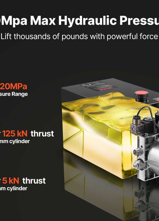 12 Quart Hydraulic Power Unit, Double Acting Dump Trailer Pump, 3200 PSI Max Relief Pressure & 0.91 GPM Flow Rate, DC 12V Hydraulic Pump with Metal Reservoir for Dump Trailer Car Lifting
