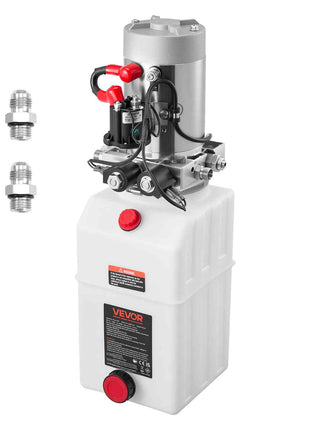 6 Quart Hydraulic Power Unit, Double Acting Dump Trailer Pump, 3200 PSI Max Relief Pressure & 0.91 GPM Flow Rate, DC 12V Hydraulic Pump with Metal Reservoir for Dump Trailer Car Lifting, White