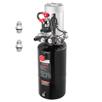8 Quart Hydraulic Power Unit, Double Acting Dump Trailer Pump, 3200 PSI Max Relief Pressure & 0.91 GPM Flow Rate, DC 12V Hydraulic Pump with Metal Reservoir for Dump Trailer Car Lifting
