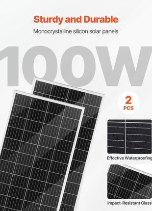12V 400W Solar Wind Power Kit, 2PCS 100W Monocrystalline Solar Panels + 200W Wind Turbine + MPPT Wind/Solar Hybrid System Controller for Home RV Boat Camping Off-Grid Applications