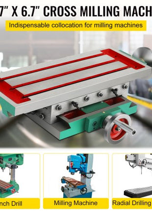 Milling Working Table 17.7 X 6.7 Inch, Compound Milling Machine Work Table 2 Axis 4 Ways Move, Multifunction Milling Working Table Heavy-duty Structure,for Milling and Drilling Machine