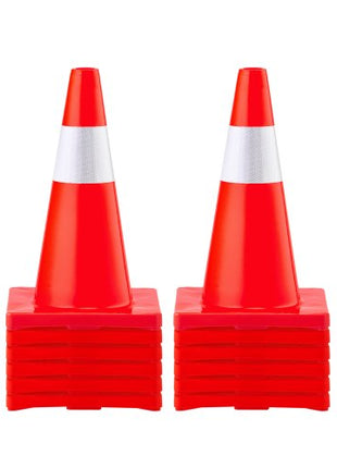 12Pack 18\" Traffic Cones, Safety Road Parking Cones PVC Base, Orange Traffic Cone with Reflective Collars, Hazard Construction Cones for Home Traffic Parking