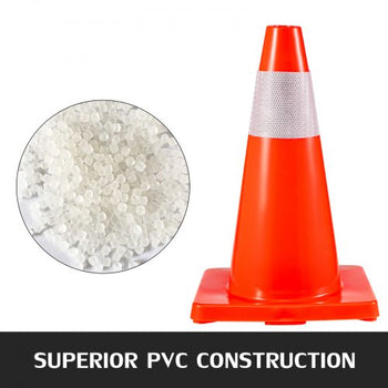 20Pack 18\" Traffic Cones, Safety Road Parking Cones PVC Base, Orange Traffic Cone with Reflective Collars, Hazard Construction Cones for Home Traffic Parking