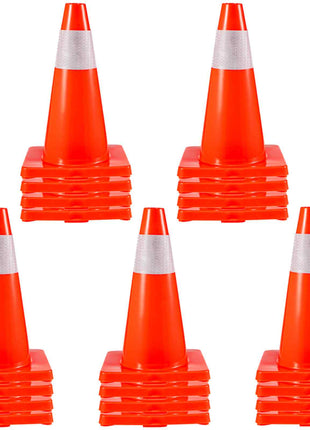 20Pack 18\" Traffic Cones, Safety Road Parking Cones PVC Base, Orange Traffic Cone with Reflective Collars, Hazard Construction Cones for Home Traffic Parking