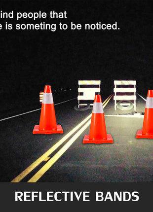 20Pack 18\" Traffic Cones, Safety Road Parking Cones PVC Base, Orange Traffic Cone with Reflective Collars, Hazard Construction Cones for Home Traffic Parking