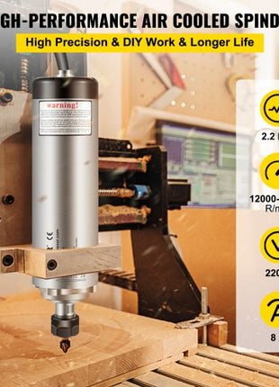 Air Cooled Spindle Motor ER20 CNC Spindle Milling Motor 2.2KW Spindle Motor 24000 RPM 400 Hz for CNC Router Engraving Milling Grind Machine?220V?