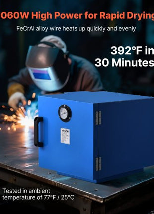 Welding Rod Oven, 200LBS Capacity Countertop Electrodes Drying Oven 1060W 120V, 104°F - 392°F Adjustable Welding Rods Dryer for 18-inch Stick Electrode - with Locking Latch & Temperature Gauge