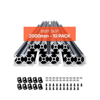 10PCS 78.7in (2000mm) T Slot 2020 Aluminum Extrusion Profile, European Standard Anodized Linear Rail, High-Strength Extruded Aluminum Rail for 3D Printer, CNC Machine DIY, Laser Engraving, Black