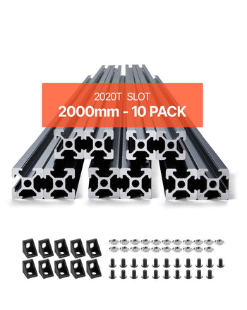 10PCS 78.7in (2000mm) T Slot 2020 Aluminum Extrusion Profile, European Standard Anodized Linear Rail, High-Strength Extruded Aluminum Rail for 3D Printer, CNC Machine DIY, Laser Engraving, Black