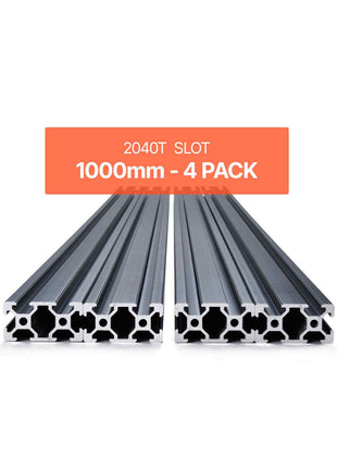 4PCS 39.4 in (1000mm) T Slot 2040 Aluminum Extrusion Profile, European Standard Anodized Linear Rail, High-Strength Extruded Aluminum Rail for 3D Printer, CNC Machine DIY, Laser Engraving, Black