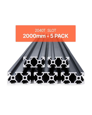 5PCS 78.7 in (2000mm) T Slot 2040 Aluminum Extrusion Profile, European Standard Anodized Linear Rail, High-Strength Extruded Aluminum Rail for 3D Printer, CNC Machine DIY, Laser Engraving, Black