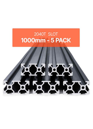 5PCS 39.4 in (1000mm) T Slot 2040 Aluminum Extrusion Profile, European Standard Anodized Linear Rail, High-Strength Extruded Aluminum Rail for 3D Printer, CNC Machine DIY, Laser Engraving, Black