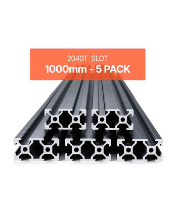 5PCS 39.4 in (1000mm) T Slot 2040 Aluminum Extrusion Profile, European Standard Anodized Linear Rail, High-Strength Extruded Aluminum Rail for 3D Printer, CNC Machine DIY, Laser Engraving, Black
