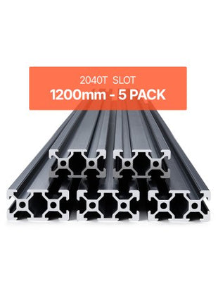 5PCS 47.2 in (1200mm) T Slot 2040 Aluminum Extrusion Profile, European Standard Anodized Linear Rail, High-Strength Extruded Aluminum Rail for 3D Printer, CNC Machine DIY, Laser Engraving, Black