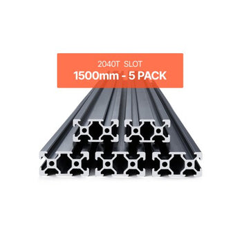 5PCS 59 in (1500 mm) T Slot 2040 Aluminum Extrusion Profile, European Standard Anodized Linear Rail, High-Strength Extruded Aluminum Rail for 3D Printer, CNC Machine DIY, Laser Engraving, Black