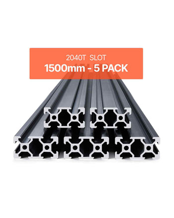 5PCS 59 in (1500 mm) T Slot 2040 Aluminum Extrusion Profile, European Standard Anodized Linear Rail, High-Strength Extruded Aluminum Rail for 3D Printer, CNC Machine DIY, Laser Engraving, Black