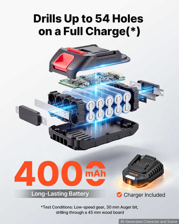 Hammer Drill 20V 1/2 in 30000 IPM Brushless Cordless Impact Drill Kit, for Drilling Wood Metal Screw Driving, 4000 mAh Lithium-Ion Battery Pack and Charger, with All-Metal Chuck, Compact Design