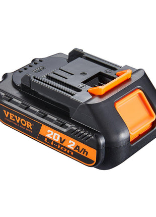 Vevor 20V 2Ah lithium-ion battery pack, black and orange, compact design for power tools.