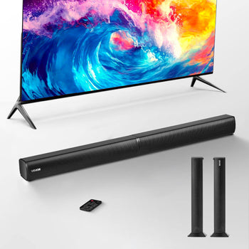 Sound Bar for Smart TV, 2.0 Channel, 32-Inch 2 in 1 Detachable Soundbar TV Speakers, with Bluetooth HDMI AUX USB Connection, Remote Control, 80W Surround Sound System, for Home Theater Audio