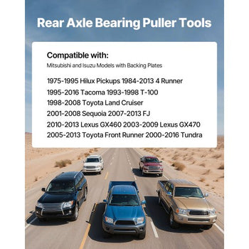 Rear Axle Bearing Puller Tool, Compatible with 1998-2008 Toyota Land Cruiser, 1995-2016 Tacoma 1993-1998 T-100, Rear Axle Shaft Bearing Puller for Mitsubishi and Isuzu Models with Backing Plates