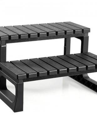 Hot Tub Steps, 2-Step Spa Outdoor Stairs, Heavy Duty 23.6 inch Wide PP Above-Ground/Inflatable Pool Ladder with 320 lbs Weight Capacity, Multi-Use for Porch, Patio, Deck, Campers, Black