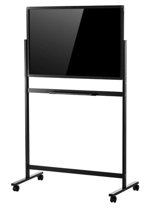 Glass Dry Erase Board 35 x 23 in Magnetic Whiteboard with Base Black, Frameless, Mobile with Stand and Wheels, Includes Markers, Magnets and Eraser, for Office, School Classroom, and Home