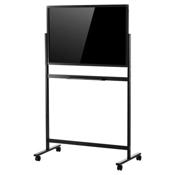 Glass Dry Erase Board 35 x 23 in Magnetic Whiteboard with Base Black, Frameless, Mobile with Stand and Wheels, Includes Markers, Magnets and Eraser, for Office, School Classroom, and Home