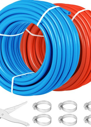 Oxygen-Barrier PEX Tubing 300Ft Red + 300Ft Blue 1/2 Inch Radiant Floor PEX Pipe Radiant Heat Floor Heating Plumbing Cold and Hot Water Tubing