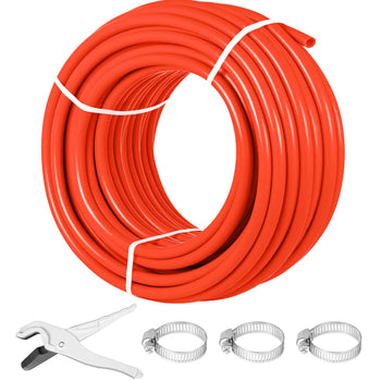 Oxygen Barrier 1/2 Inch 300 Feet Tube Coil EVOH PEX-B Pipe, for Residential Commercial Radiant Floor Heating, Red