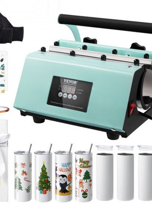 Tumbler Heat Press Machine and Sublimation Tumblers, Tumbler Press Set with 8pcs 20OZ Blank Tumblers, Mug Press Cup Press for 11-30oz Tumblers Mug, with Heat Transfer Paper, Gloves, Tape