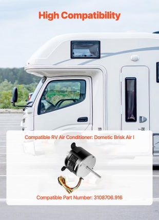 3108706.916 RV AC Fan Motor Compatible with Dometic Brisk Air I Model - Single Phase, 1/5HP AC115V 2.6A 1650 RPM (3 Speeds)