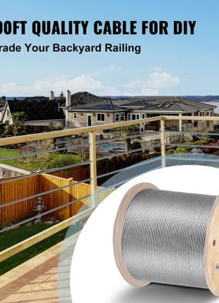 T316 1x19 Stainless Steel Cable 1/8" Cable Rail Wire Rope Aircraft Cable 984FT