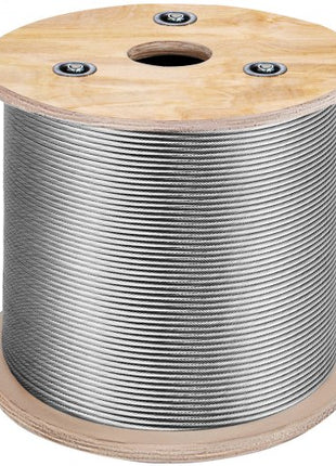 T316 Stainless Steel Cable 1/8" 7x7 Steel Wire Rope Cable 500FT Cable Railing Transport Wire Rope Cable for Railing Decking DIY Balustrade