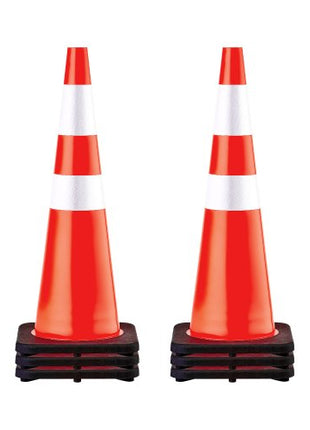 6Pack 36\" Traffic Cones, Safety Road Parking Cone with Black Weighted Base, PVC Orange Traffic Safety Cones, Hazard Cones Reflective Collars for Construction Traffic Parking