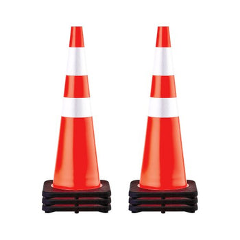 6Pack 36\" Traffic Cones, Safety Road Parking Cone with Black Weighted Base, PVC Orange Traffic Safety Cones, Hazard Cones Reflective Collars for Construction Traffic Parking