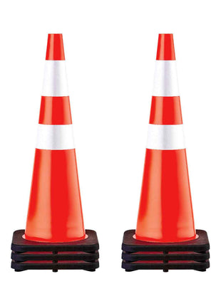 6Pack 36\" Traffic Cones, Safety Road Parking Cone with Black Weighted Base, PVC Orange Traffic Safety Cones, Hazard Cones Reflective Collars for Construction Traffic Parking