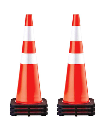 6Pack 36\" Traffic Cones, Safety Road Parking Cone with Black Weighted Base, PVC Orange Traffic Safety Cones, Hazard Cones Reflective Collars for Construction Traffic Parking