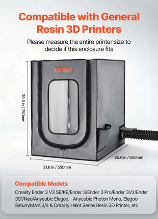 3D Printer Enclosure with Ventilation, Dustproof Waterproof Oxford Cloth Resin 3D Printer Tent, Constant Temperature Protective Case with LED, Compatible with Photon Mono/Mars 3, FDM/LCD Printer