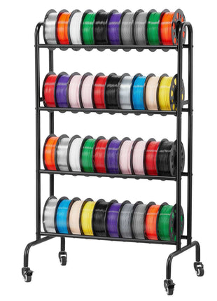 3D Printer Filament Storage Rack, 4 Tier Heavy Duty Storage Shelf, Rolling Filament Spool Holders Racks with Wheels, Filaments Organzied for 3D Printing Station, Office, Workshop (Shelf Only)