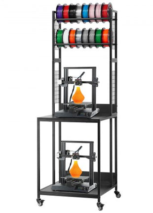 3D Printer Filament Storage Rack, 4-Tier 3D Printer Stand with Filament Storage, Spools Holder Racks Cart with Wheels, Filaments Organzied for 3D Printing Station, Office, Workshop (Shelf Only)