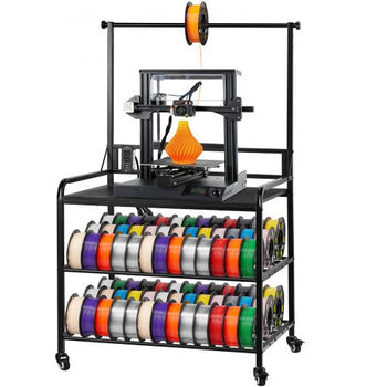 3D Printer Filament Storage Rack, 3-Tier 3D Printer Stand with Filament Storage, Spools Holder Racks Cart with Wheels, Filaments Organzied for 3D Printing Station, Office, Workshop (Shelf Only)