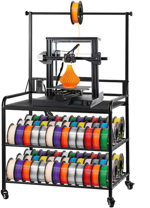 3D Printer Filament Storage Rack, 3-Tier 3D Printer Stand with Filament Storage, Spools Holder Racks Cart with Wheels, Filaments Organzied for 3D Printing Station, Office, Workshop (Shelf Only)