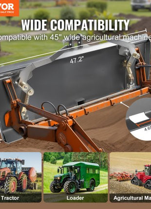 Universal 3-point Skid Steer Plate, 3/8" Skid Steer Attachment Plate, 7000lbs Skid Steer Mount Plate Steel Adapter Loader, Compatible with Deere, Kubota, Bobcat, Mahindra Skid Steers, Tractors