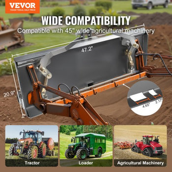 Universal 3-point Skid Steer Plate, 3/8" Skid Steer Attachment Plate, 7000lbs Skid Steer Mount Plate Steel Adapter Loader, Compatible with Deere, Kubota, Bobcat, Mahindra Skid Steers, Tractors