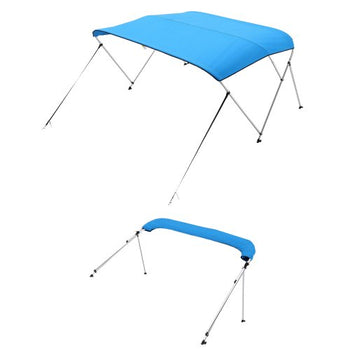 3 Bow Boat Bimini Tops, 600D Polyester Canopy with Aluminum Alloy Frame, Waterproof & Sun Shade Boat Awning Canopy with Storage Bag, 2 Support Poles, 4 Straps, 6'Lx(67"-72")Wx46"H, Pacific Blue